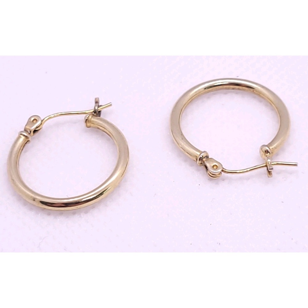 14K Yellow Gold 19.4mm Hoop Earrings 1.47g Classic Round Hinged Wire